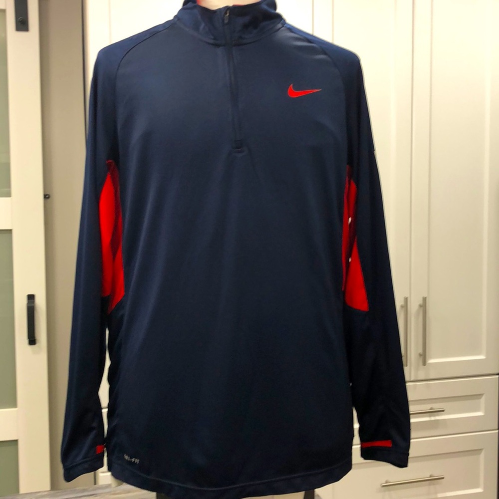 Nike Men’s Quarter Zip Pullover | Size XL | Navy Blue Red | Athletic Top